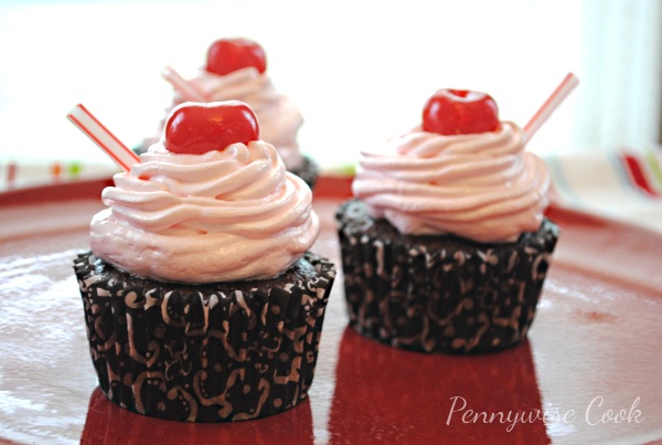 Chocolate Cherry Coke Cupcakes