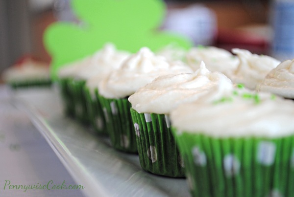 Green Velvet Cupcakes with Irish Cream Buttercream Frosting